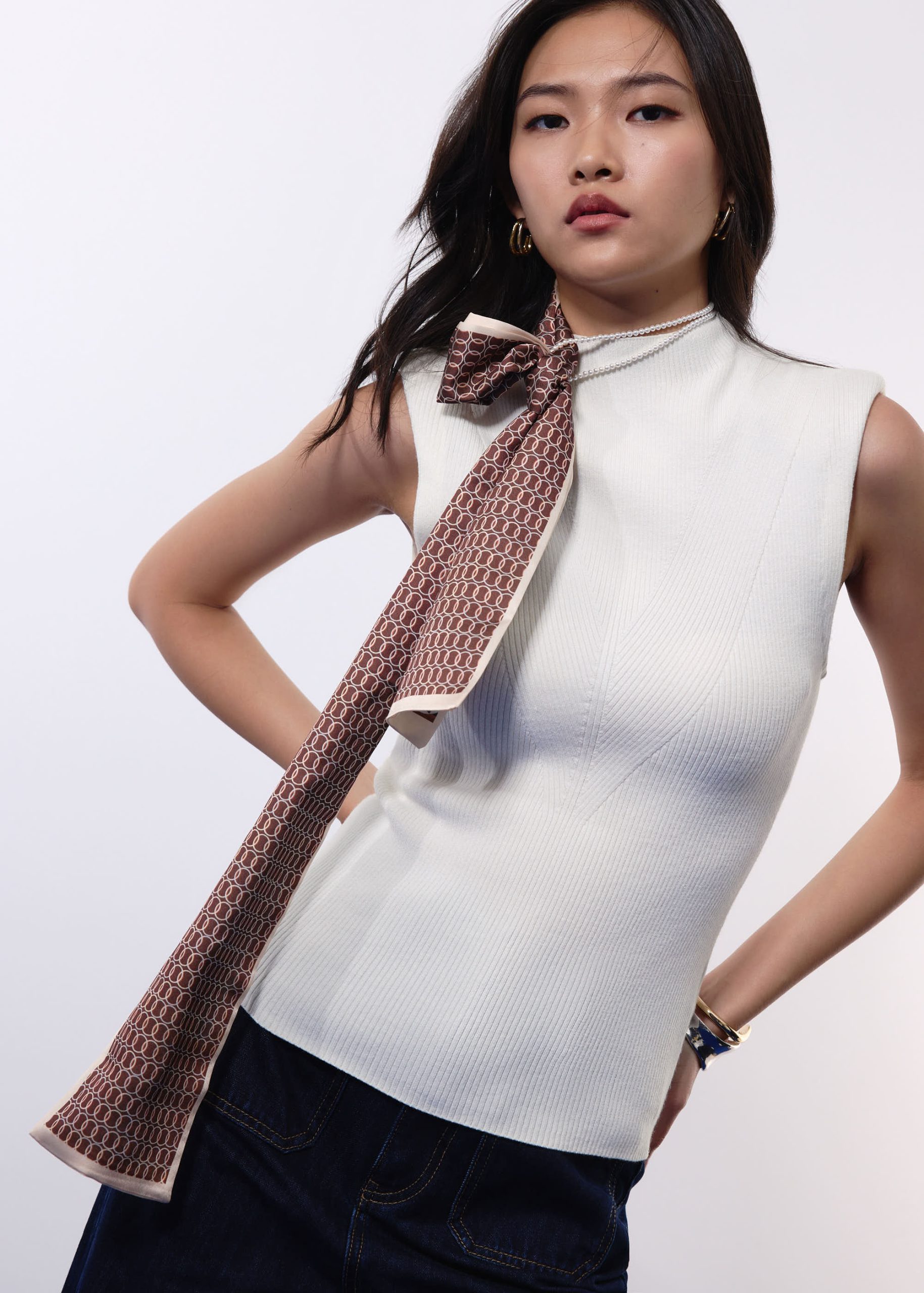 Rae Shoulder Padded Knit Mock Neck Top - Image 4