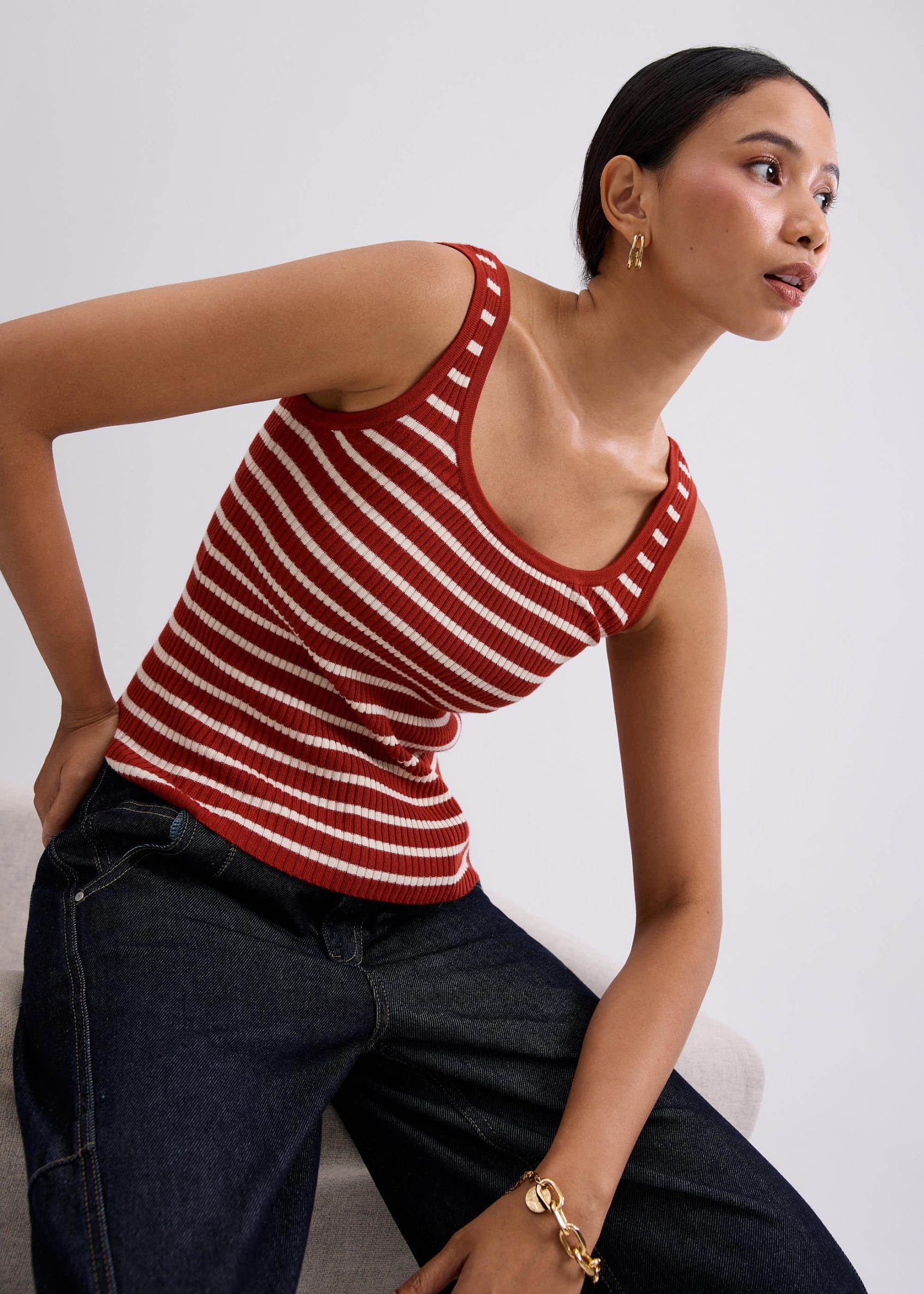 Katya Ribbed Knit Square Neck Tank Top - Image 16