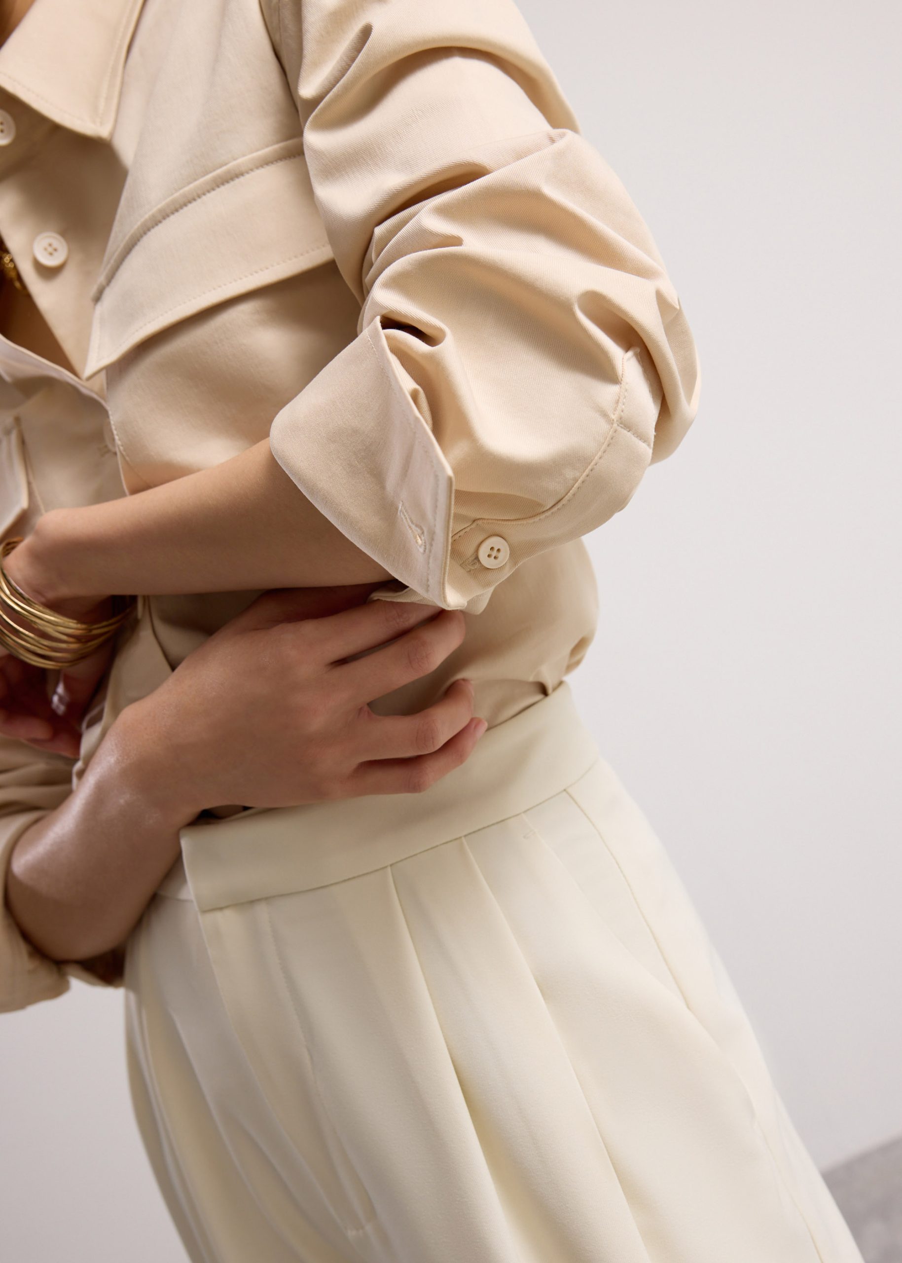 RuchedReady® Oversized Cotton Twill Button Down Utility Shirt - Image 6