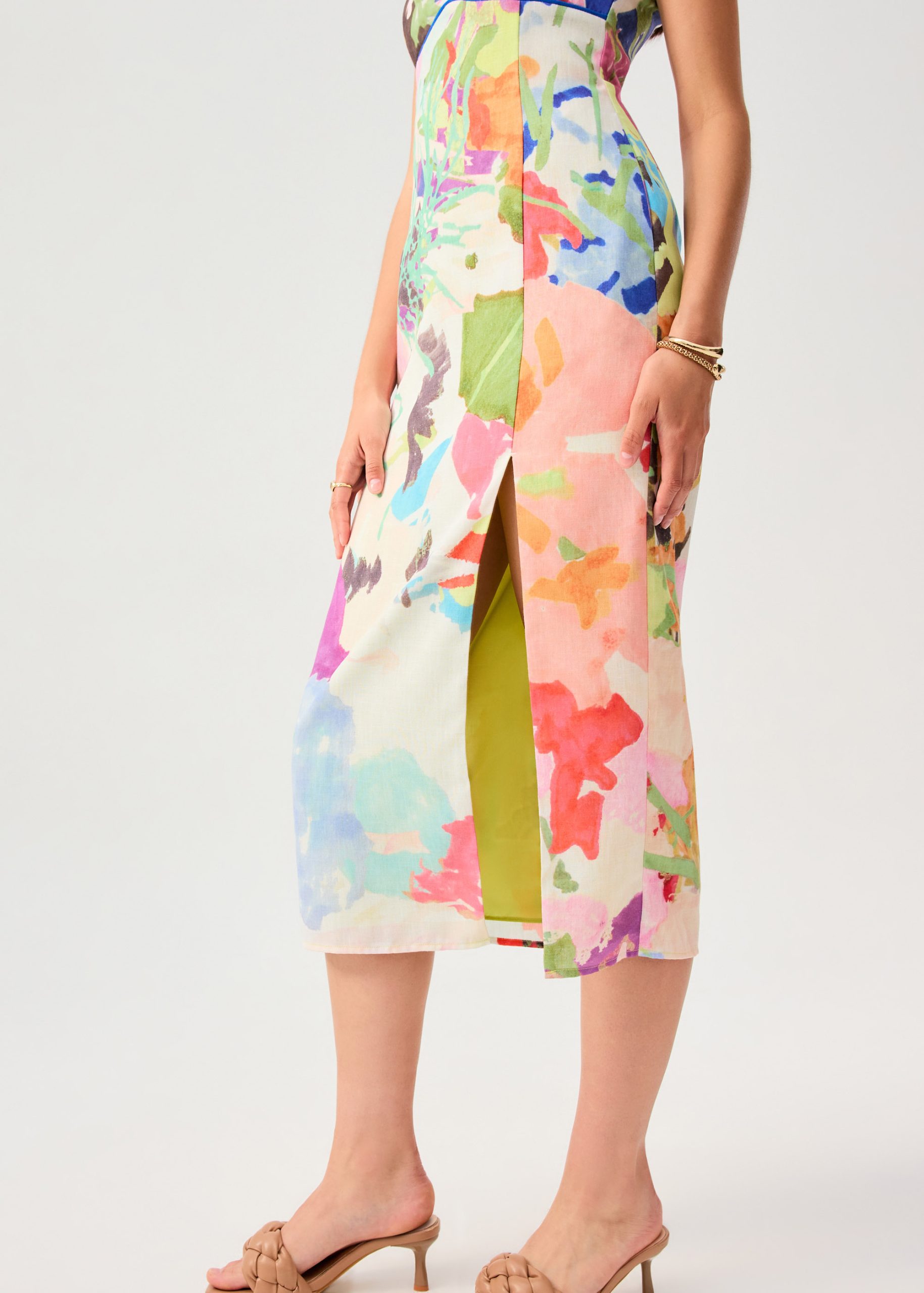 Side Slit Column Midaxi Cheongsam in Vivid Blooms - Image 6