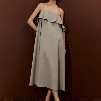 Ruffle Overlay Midi Dress