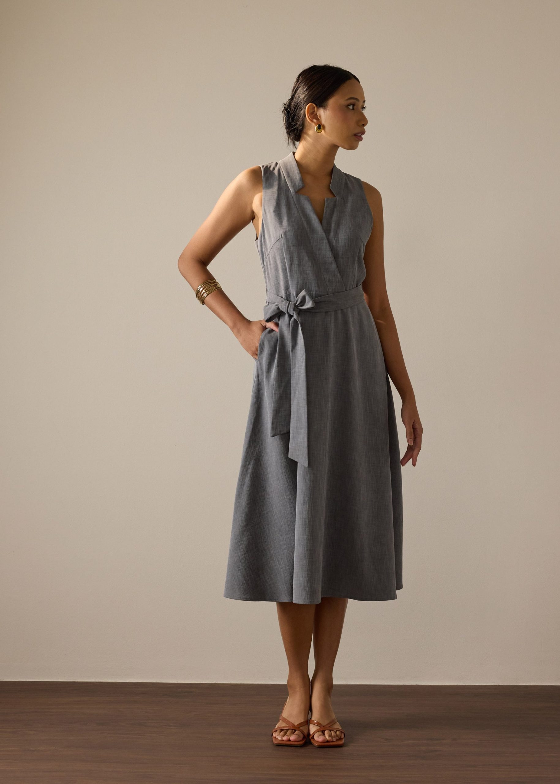Margie Melange V-neck Fit & Flare Midaxi Dress - Image 7