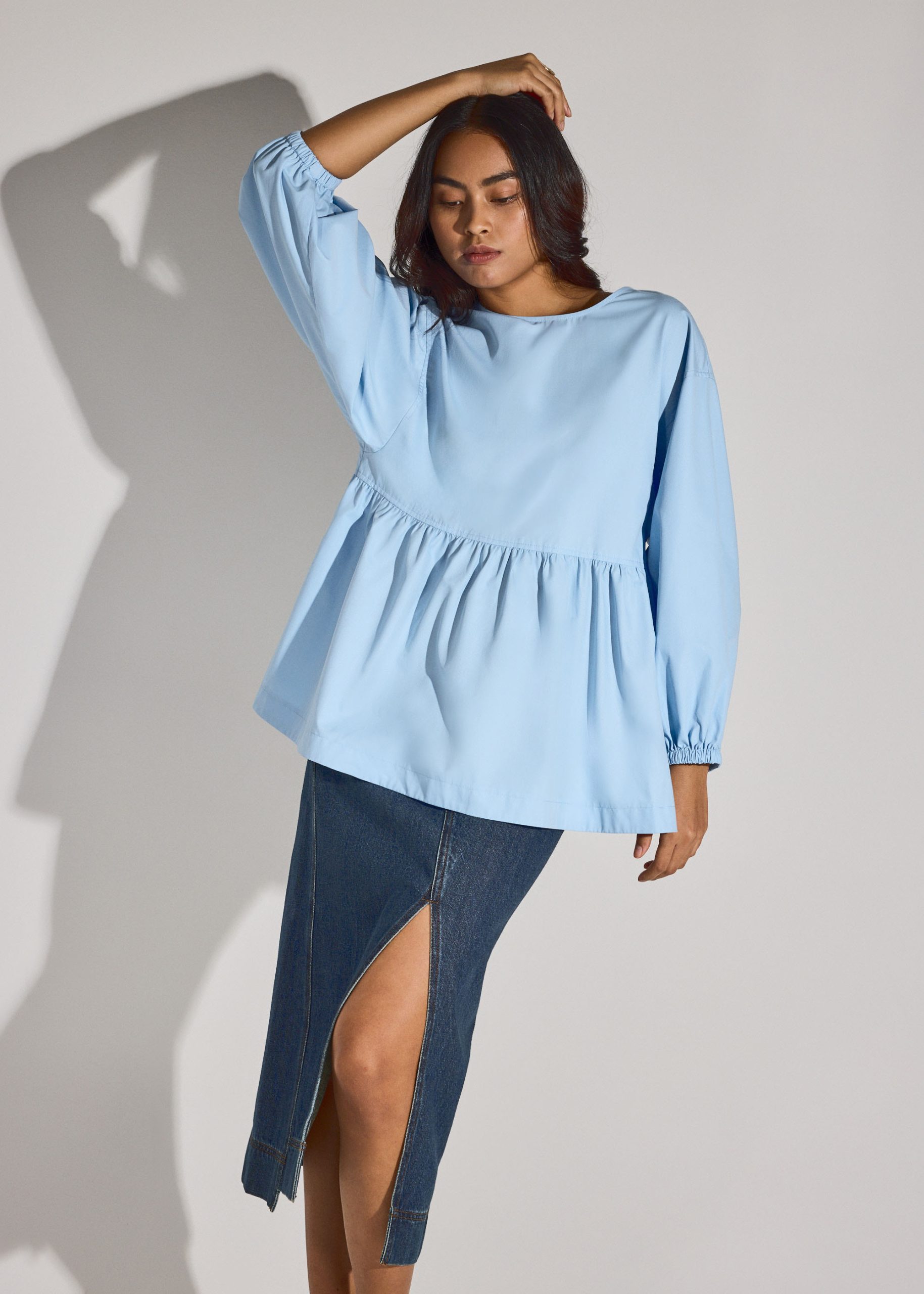 Round Neck Peplum Long Top - Image 11