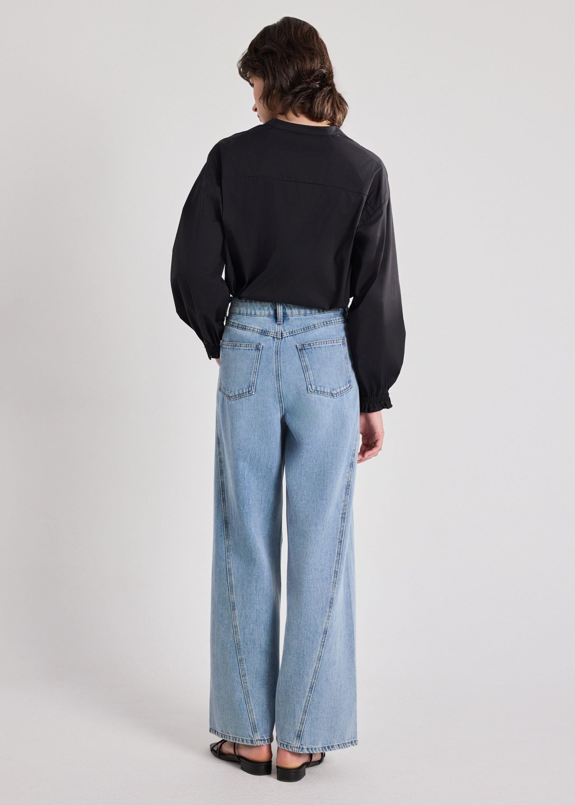 Wide Straight Leg Panelled Jeans - Image 10