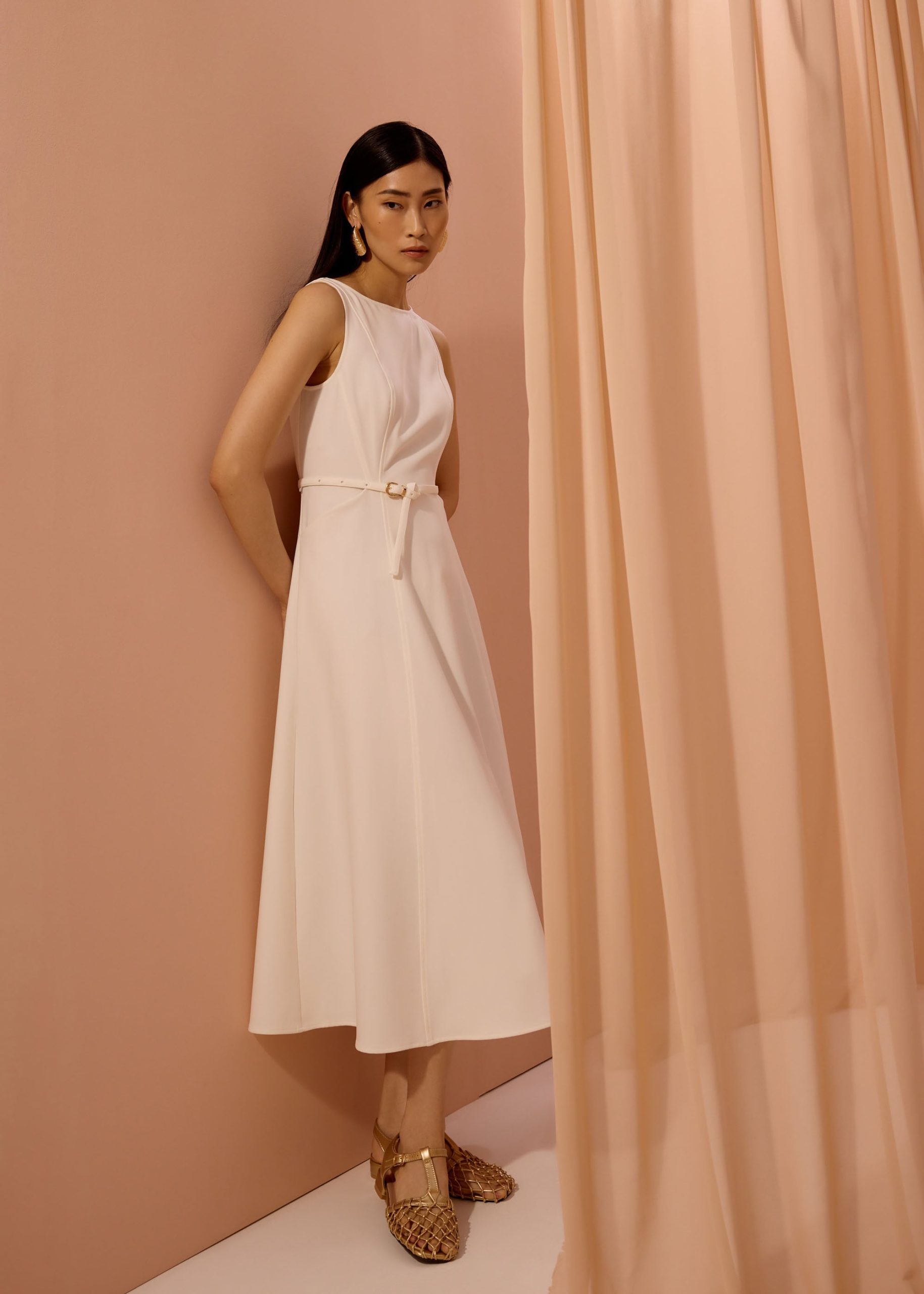 Ling Belted Boat Neck Fit & Flare Midaxi Dress - Image 12