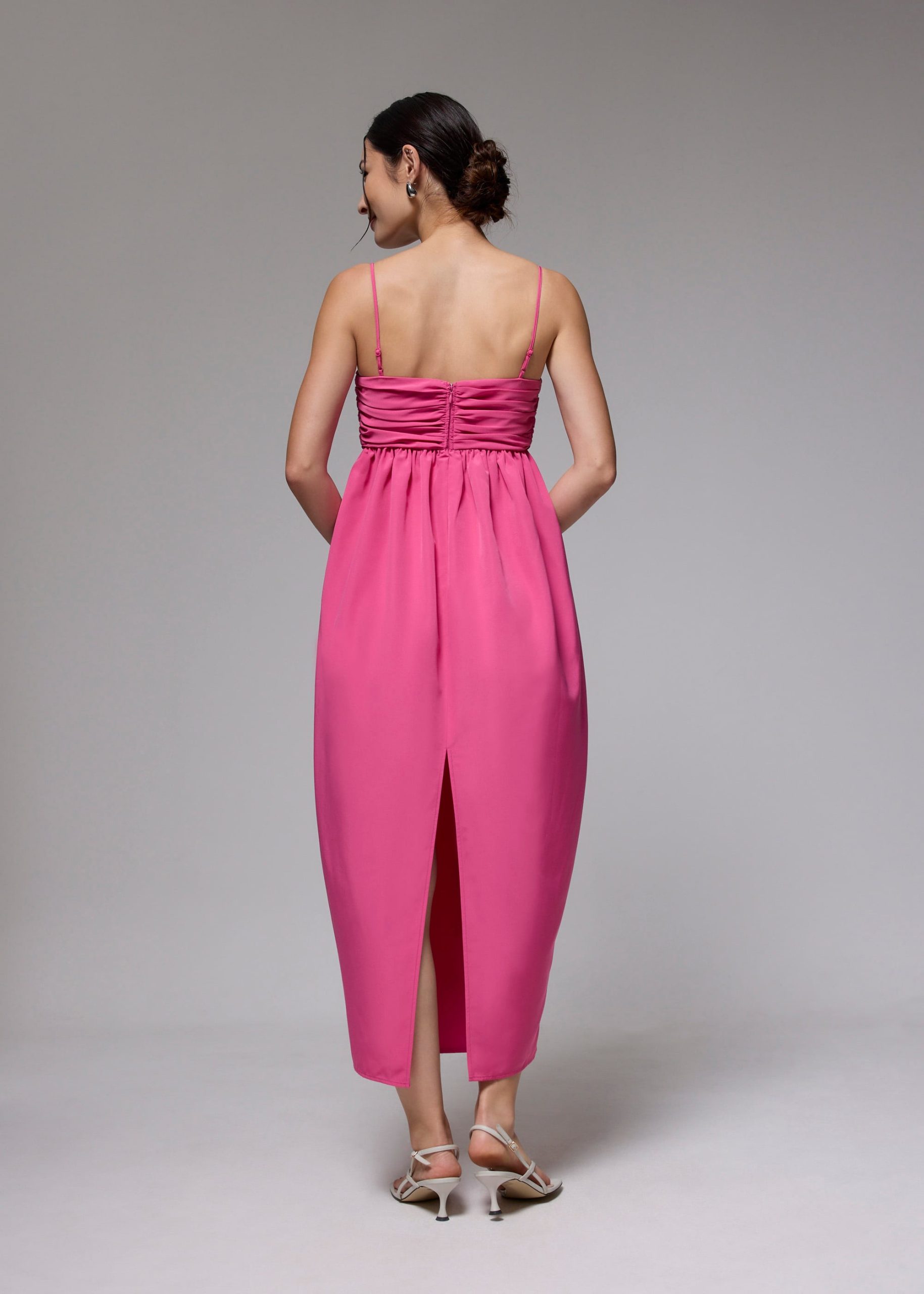 Ruched Straight Neck Tulip Maxi Dress - Image 6