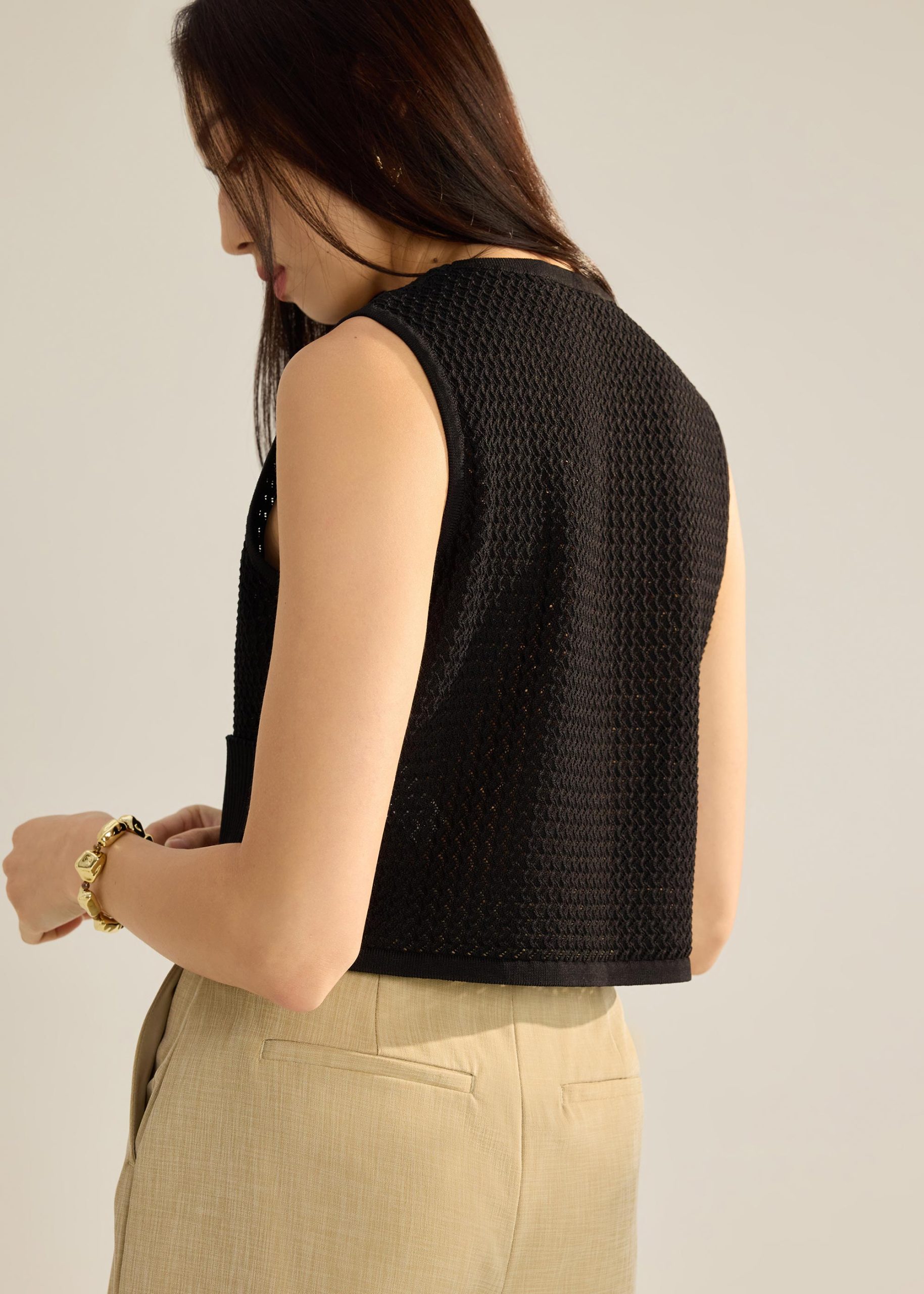 Samia Waffle Knit Crop Vest Top - Image 7