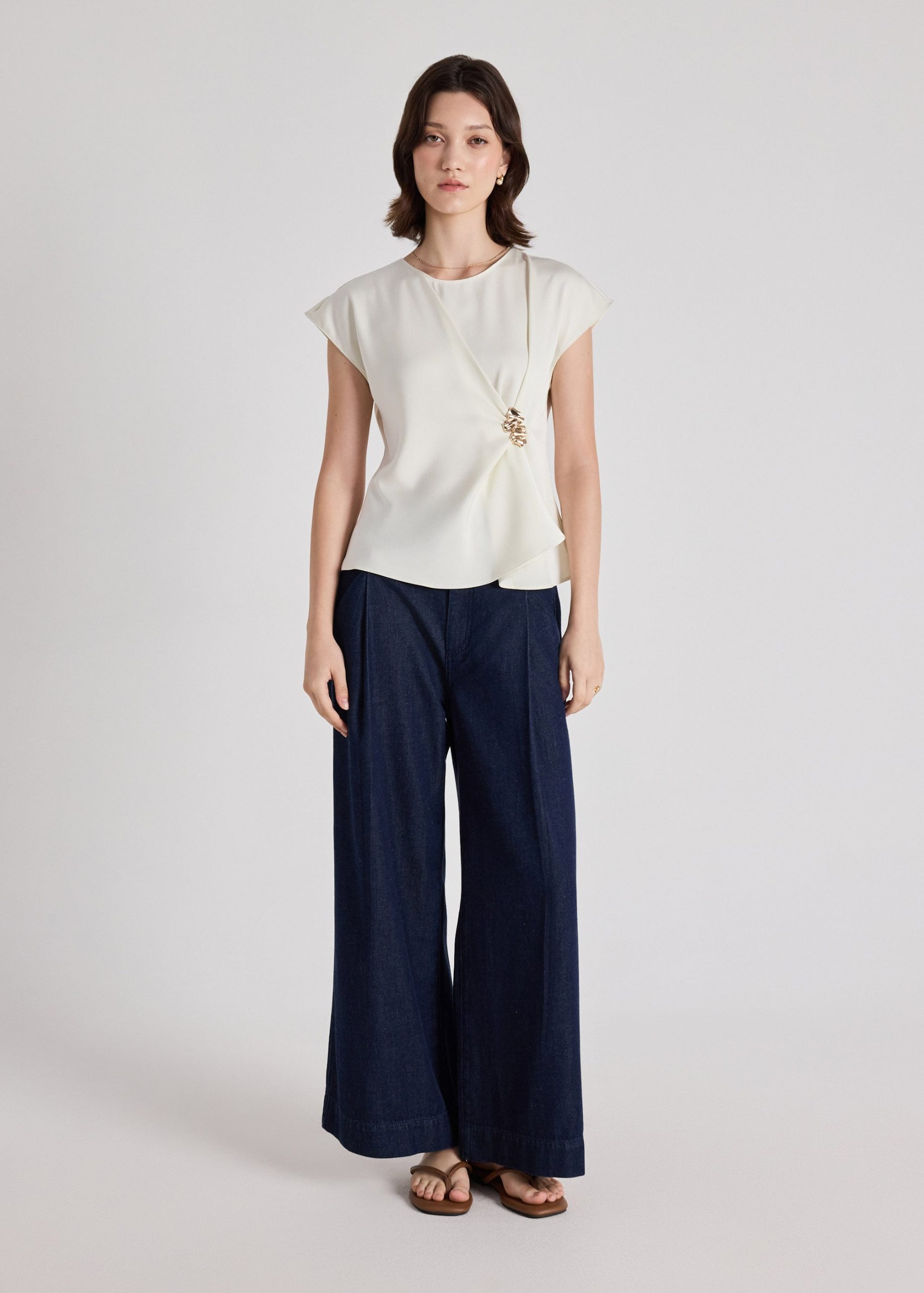 Alina Satin Top With Brooch - Image 12