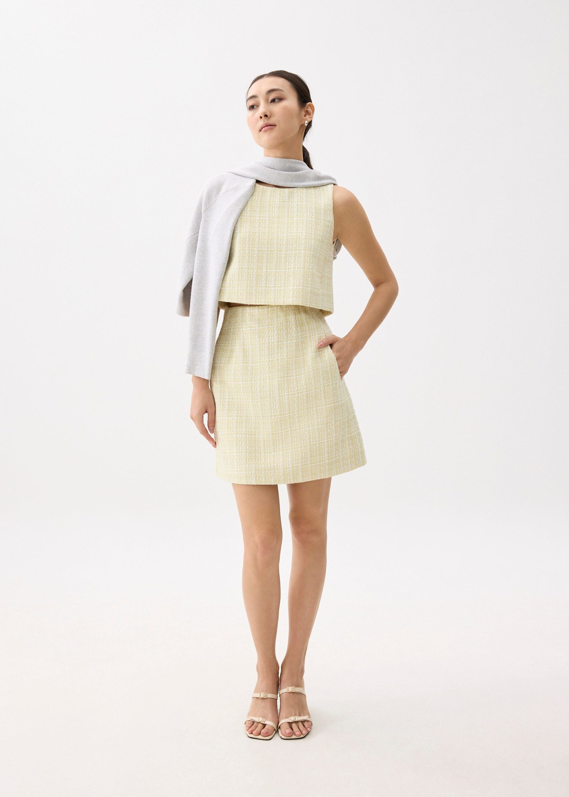 Kaori Elastic Tweed Mini Skirt - Image 16