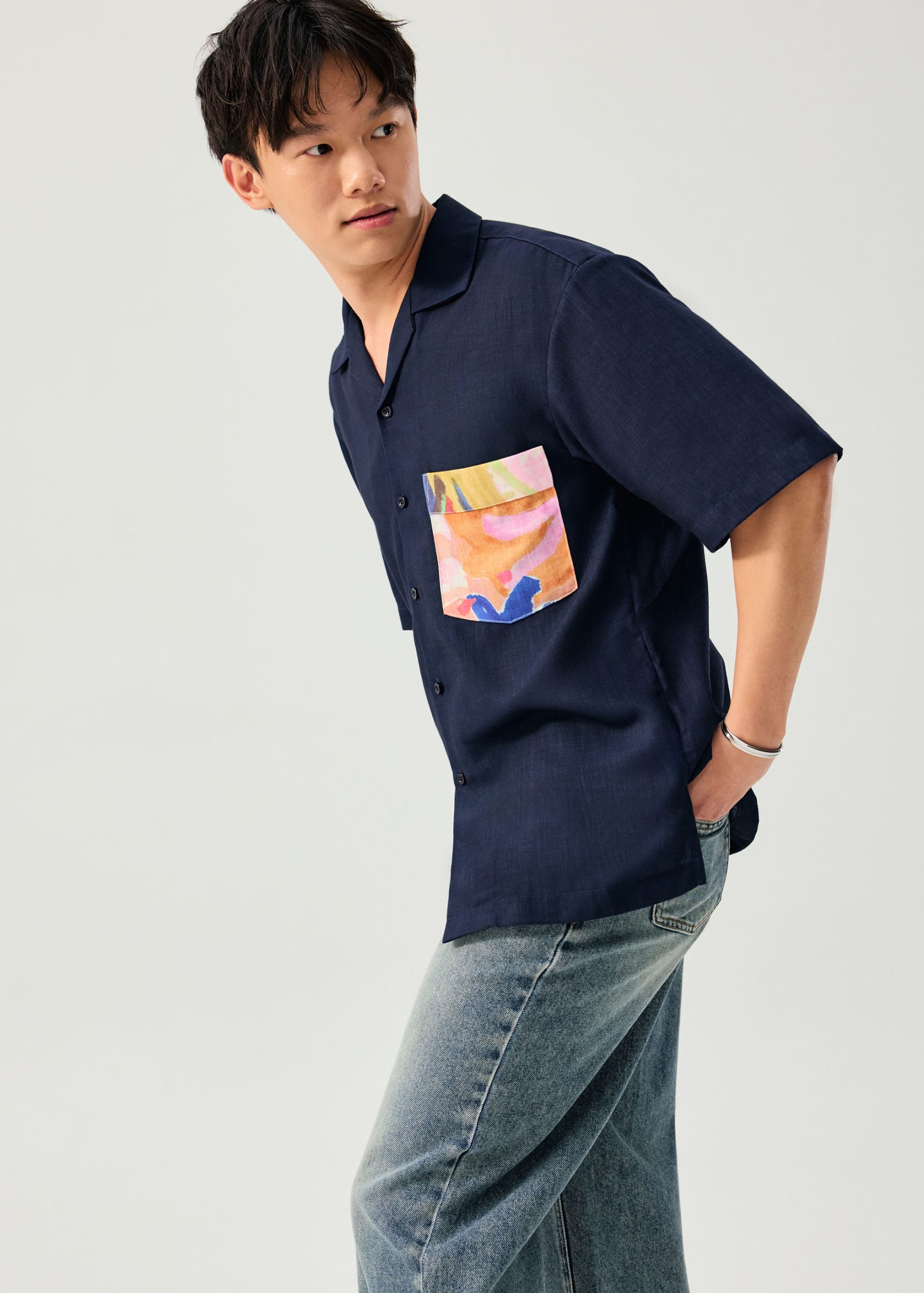 Unisex Bowling Shirt in Vivid Blooms - Image 2