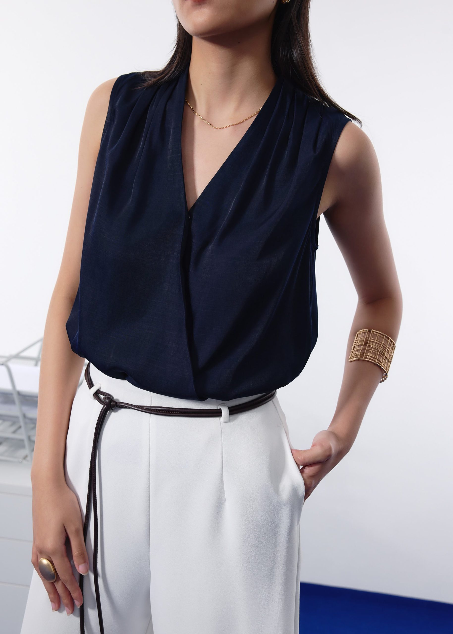 Ada Satin V-neck Wrap Top - Image 10