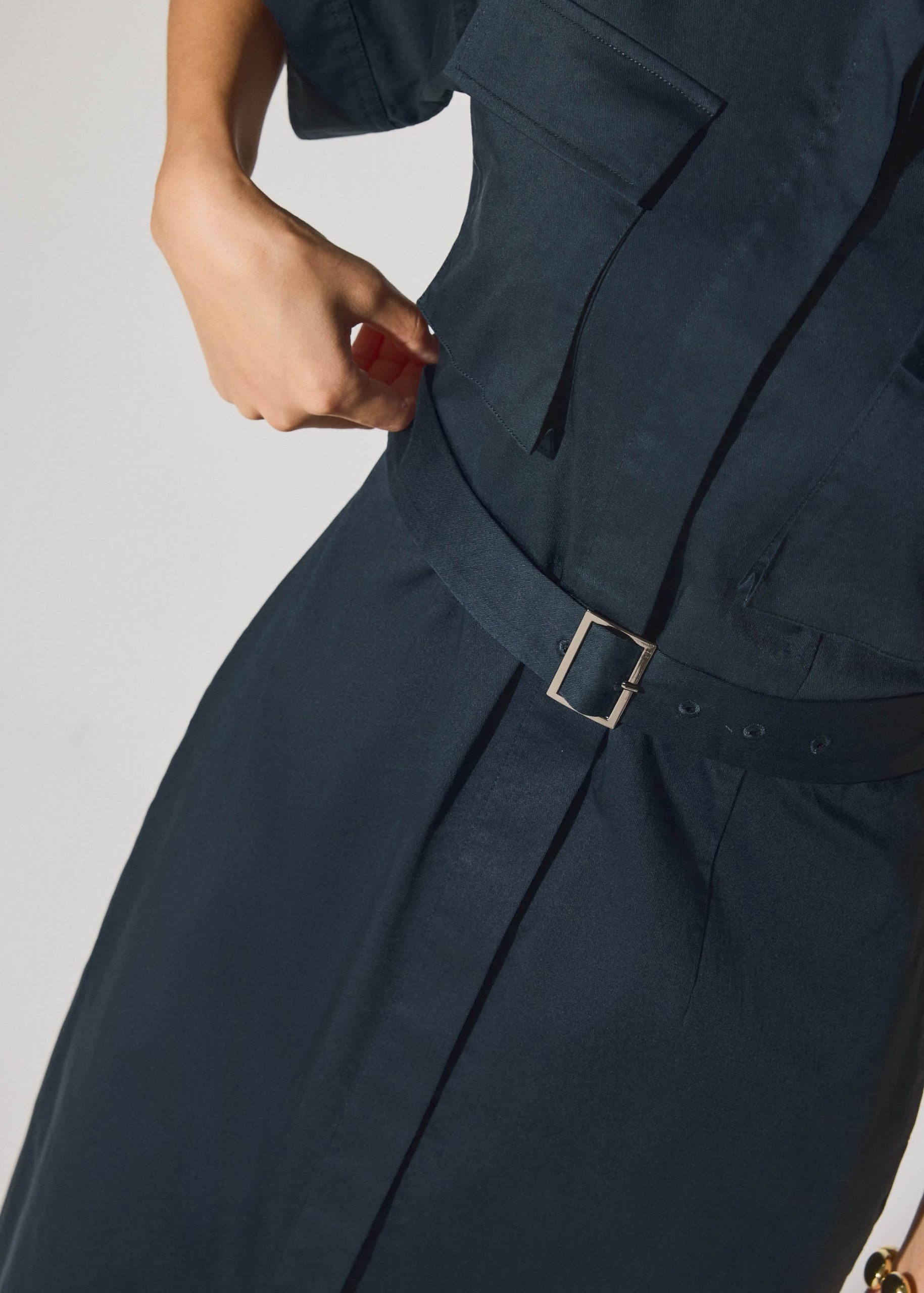 Cotton Button Down Utility Midaxi Dress - Image 9