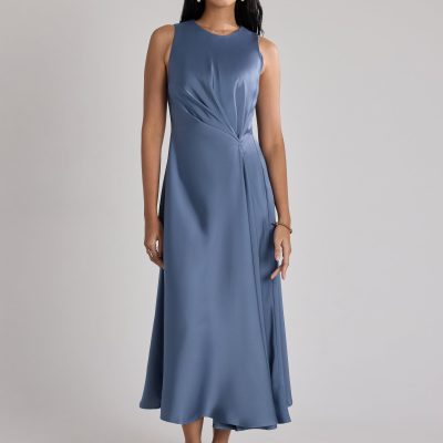 Satin Drape Bias Cut Dress