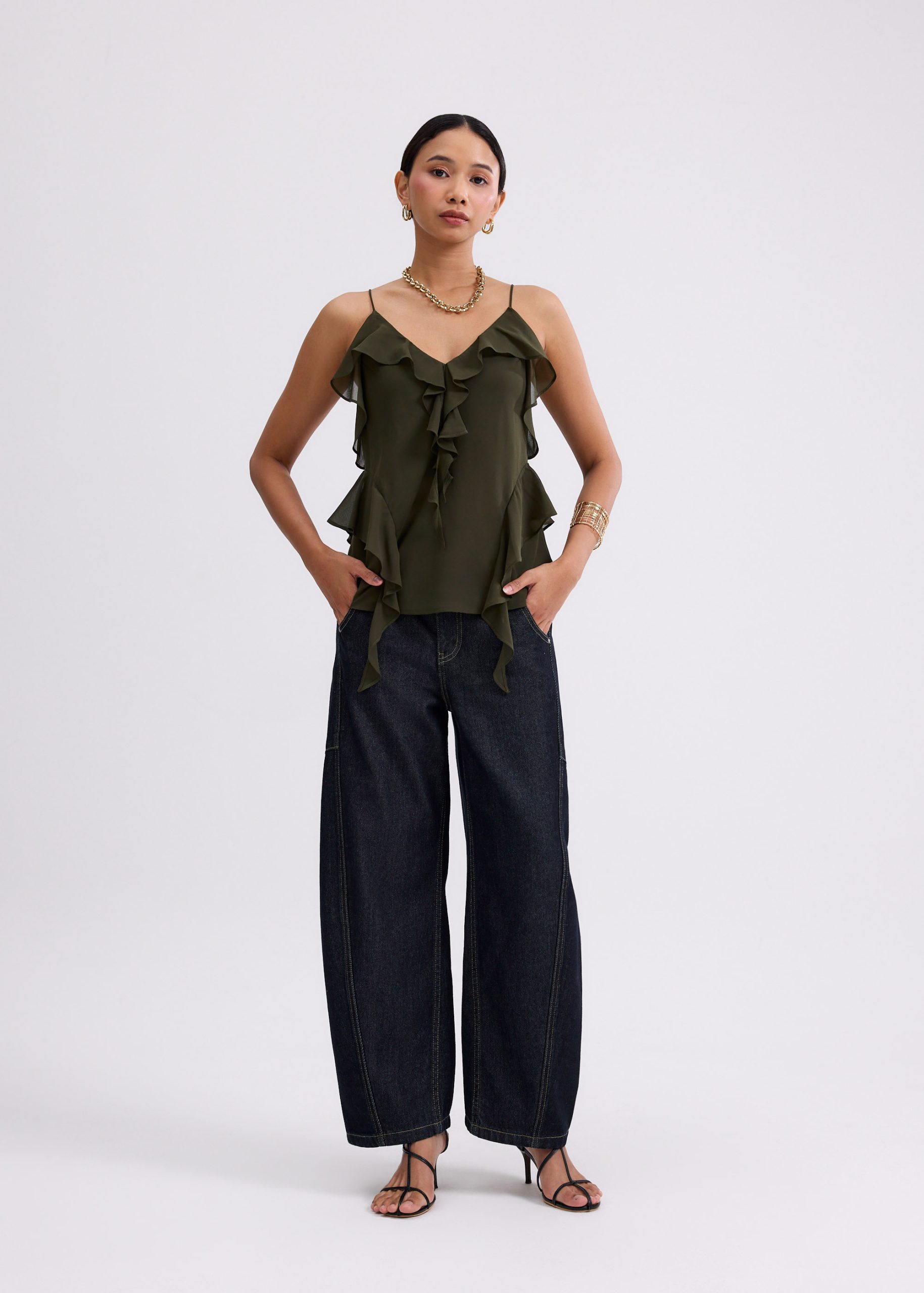 Georgette V-neck Frill Camisole - Image 8