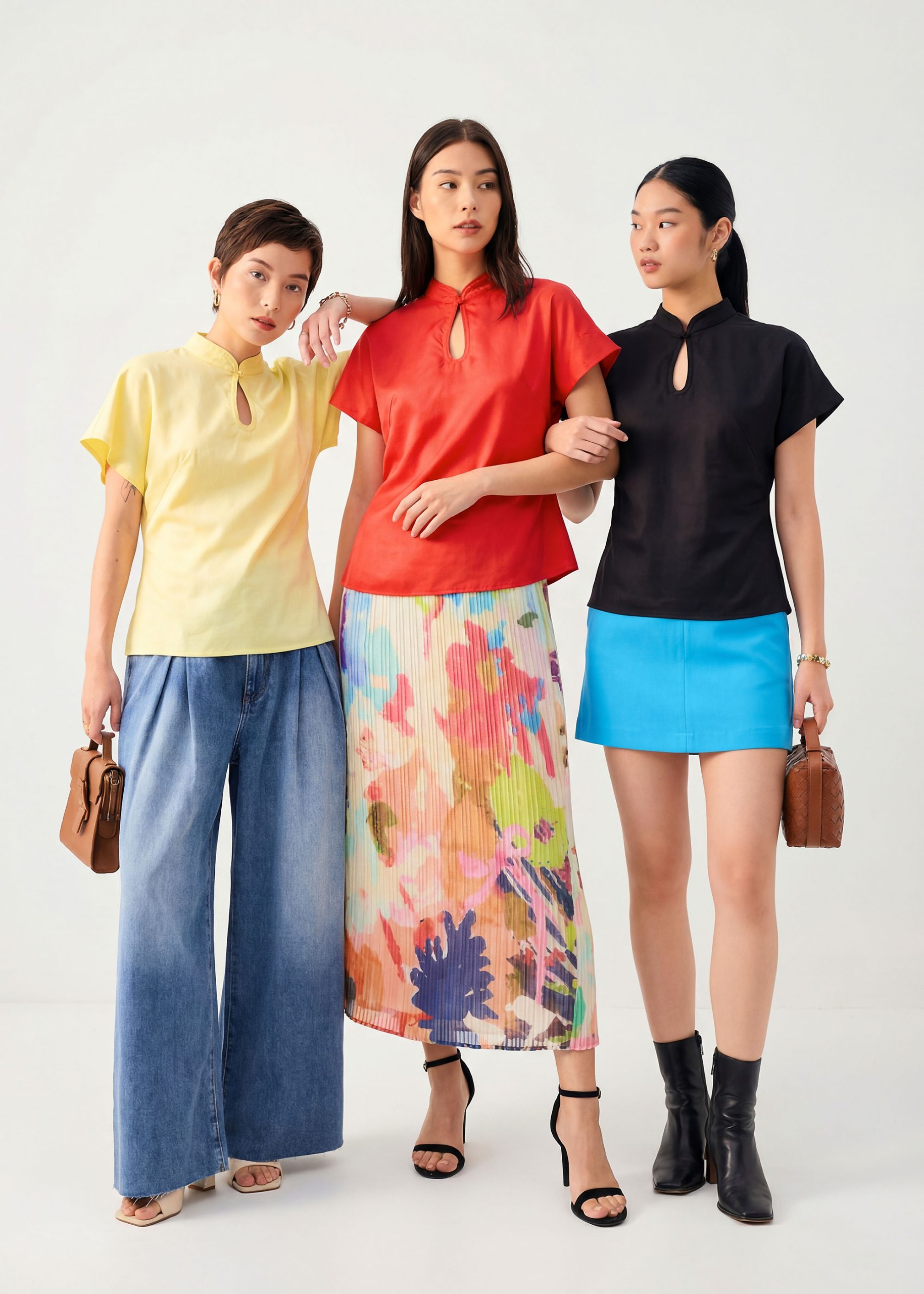 Lyocell Mandarin Collar Drop Shoulder Top - Image 3