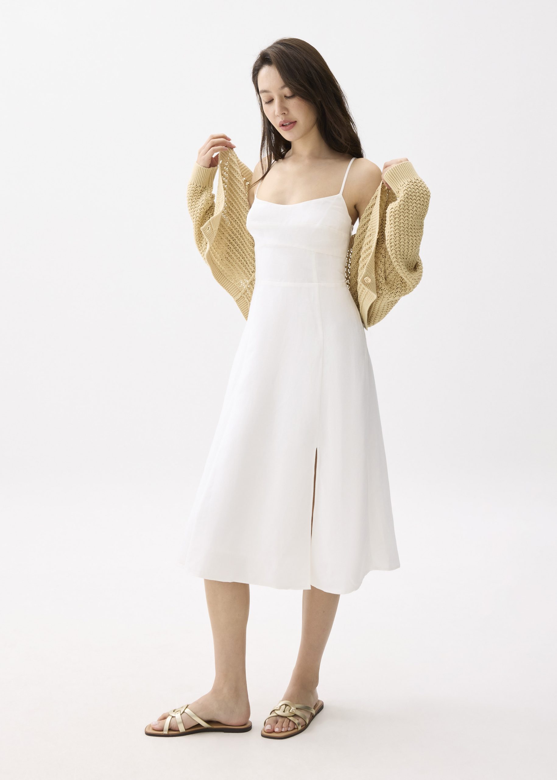 Emi Linen Fit & Flare Midi Dress - Image 11