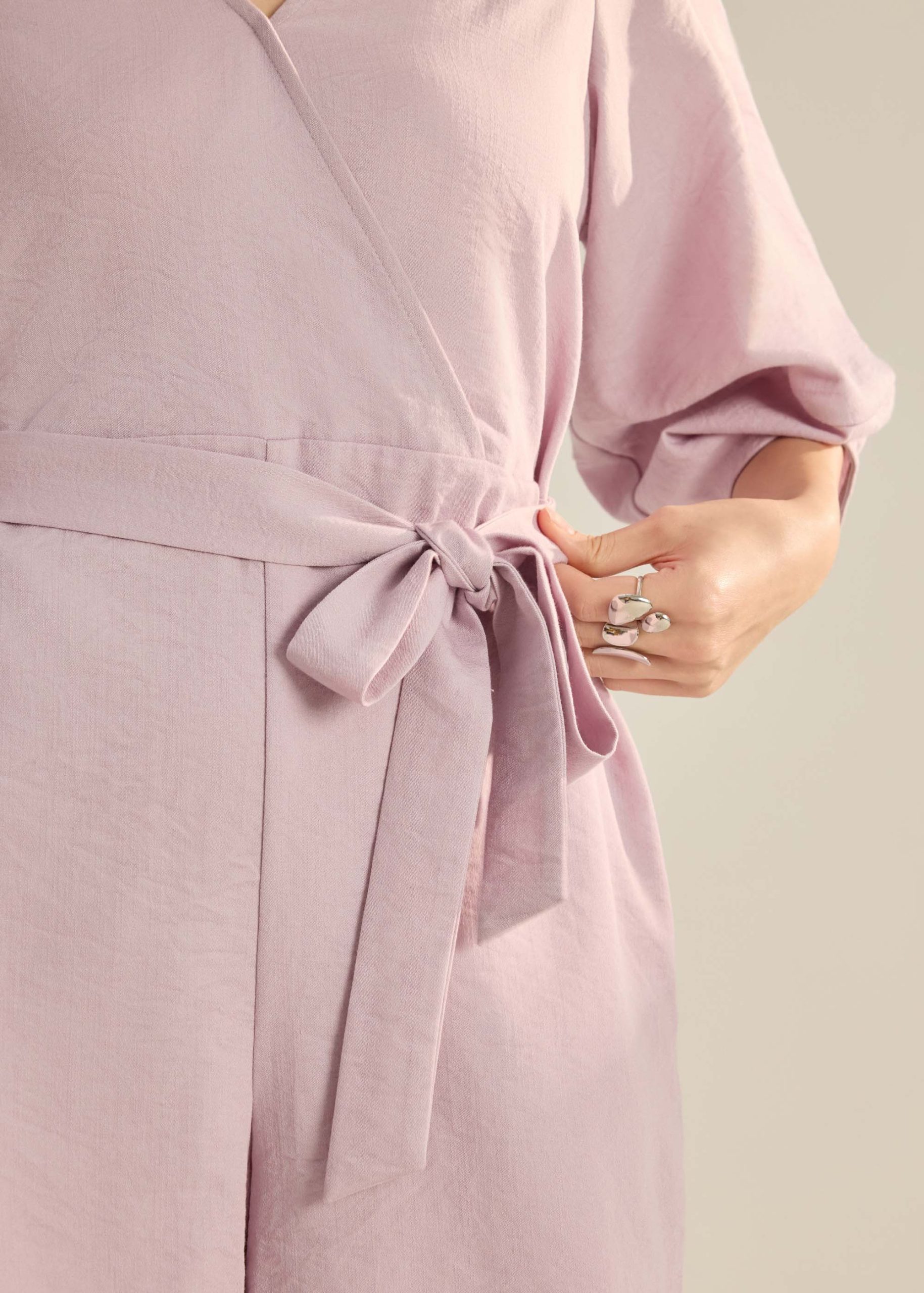 Cocoon Sleeve A-Line Romper With Sash - Image 9