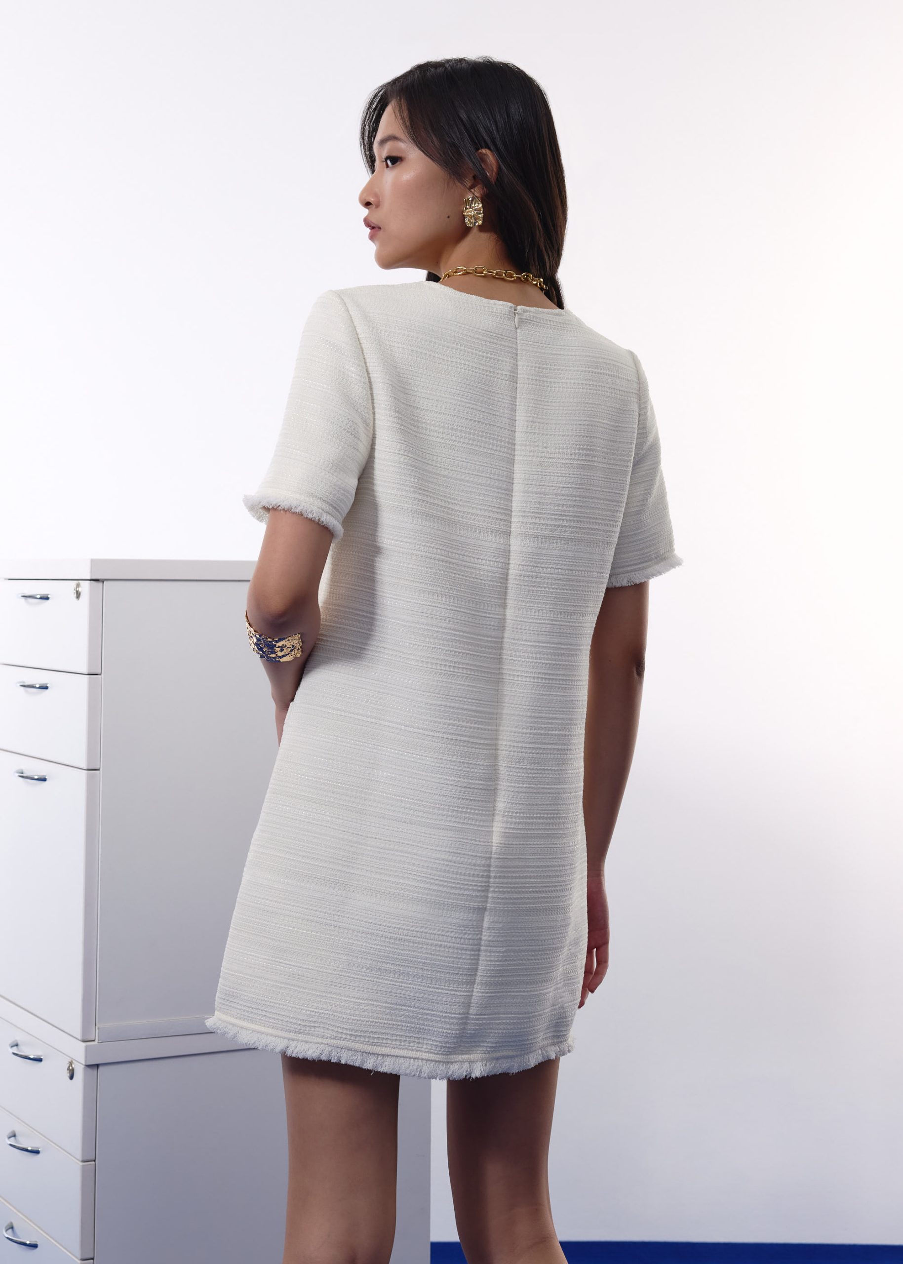 Imani Classic Jacquard Tweed Shift Mini Dress - Image 3