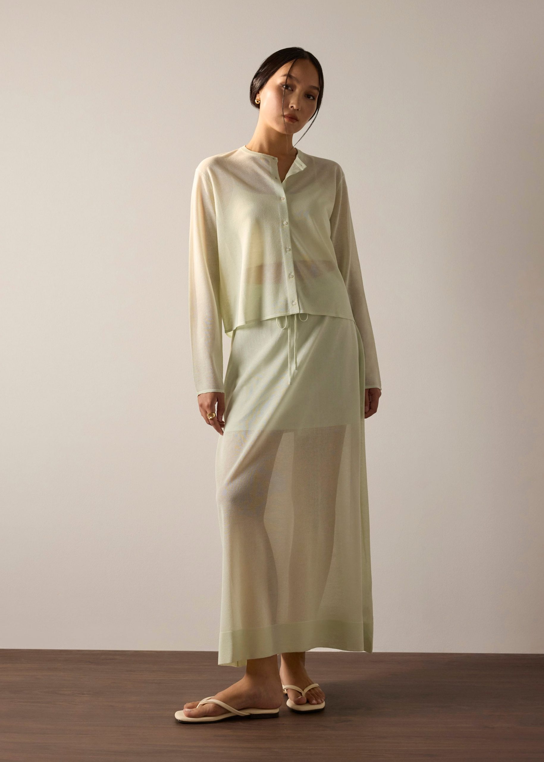 Sheer Knit A-line Maxi Skirt - Image 2
