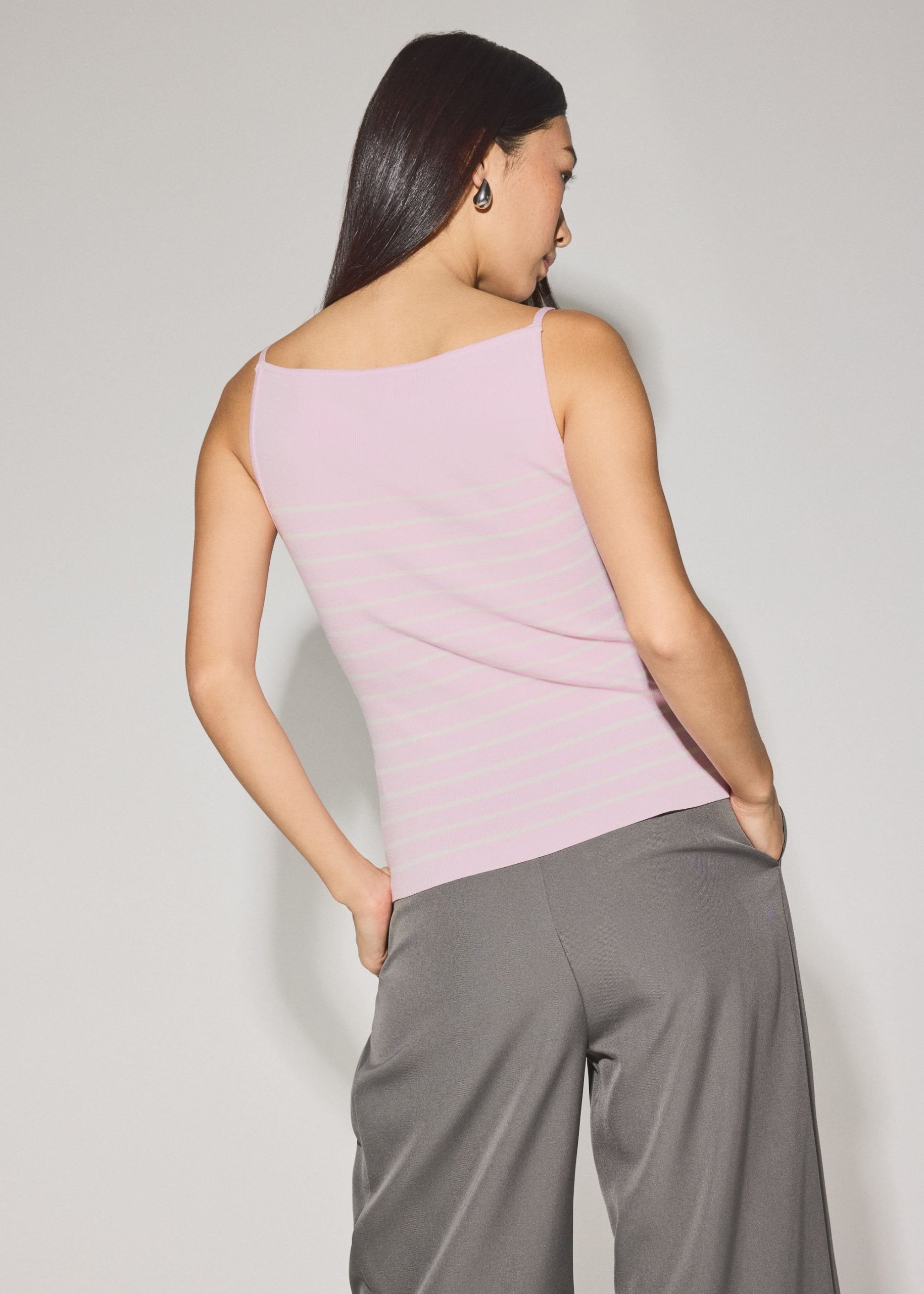 Adele Striped Lyocell Boat Neck Fitted Top - Image 14