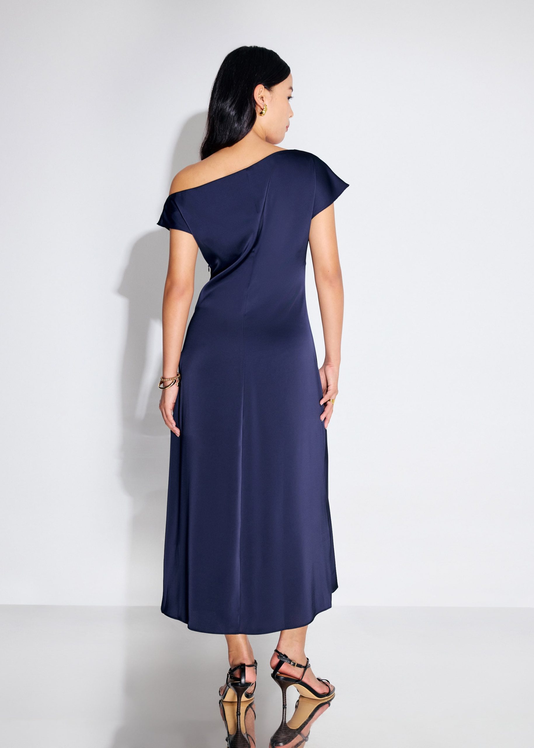 Intan Satin Asymmetric A-line Midaxi Dress - Image 5