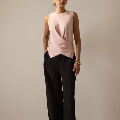 Tasya Knit Cross Over Round Neck Tank Top