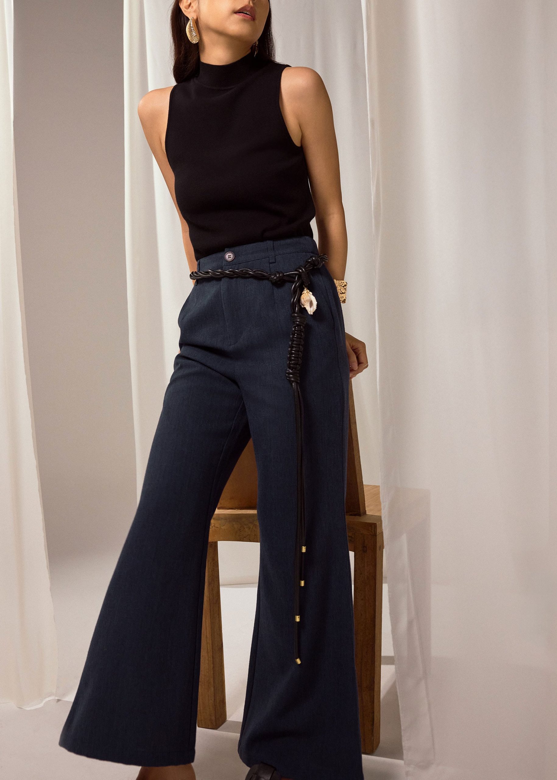 PETITE Leggy??Pvara Textured Flare Pants - Image 2
