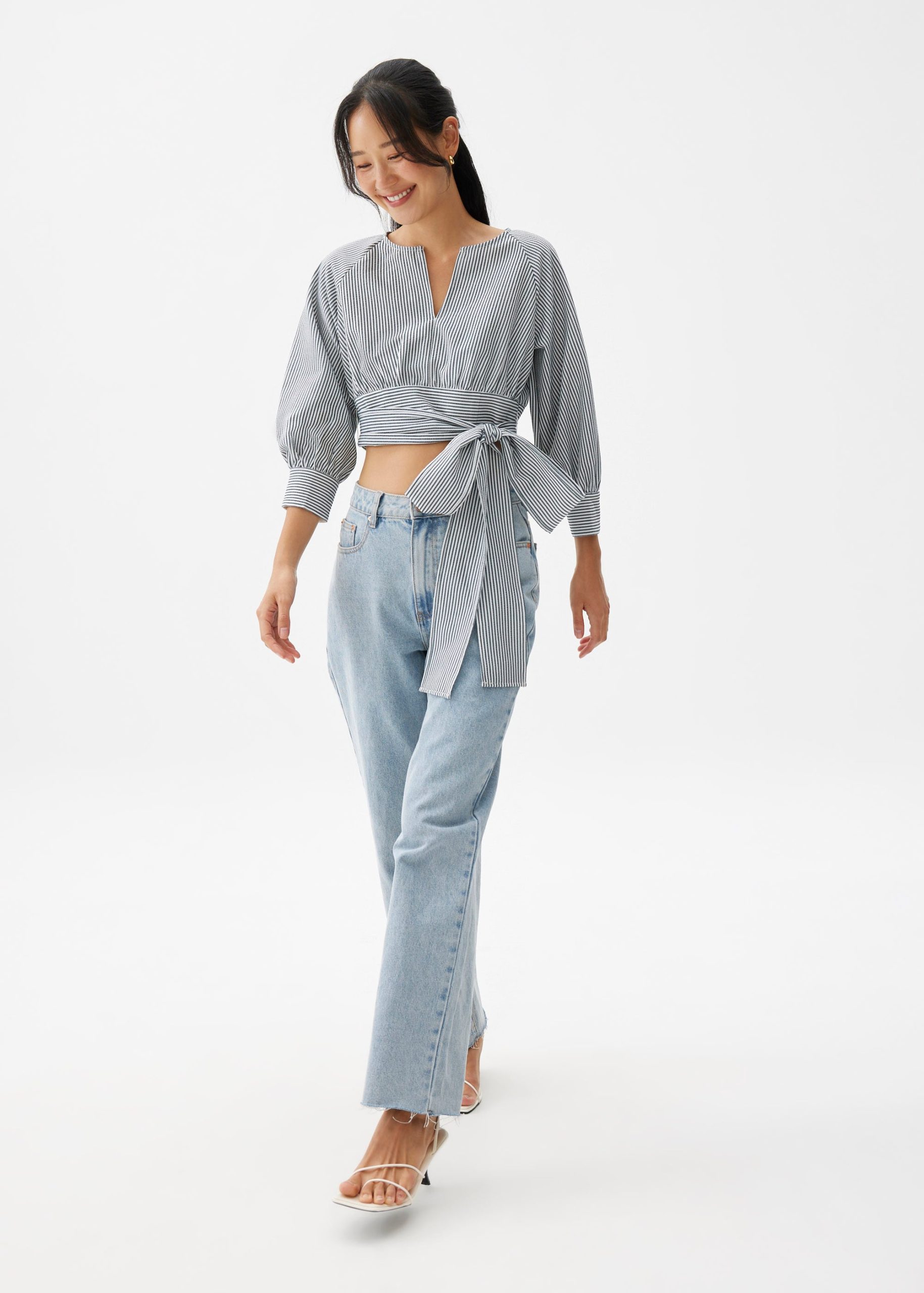 Striped Puff Sleeve Blouse - Image 5