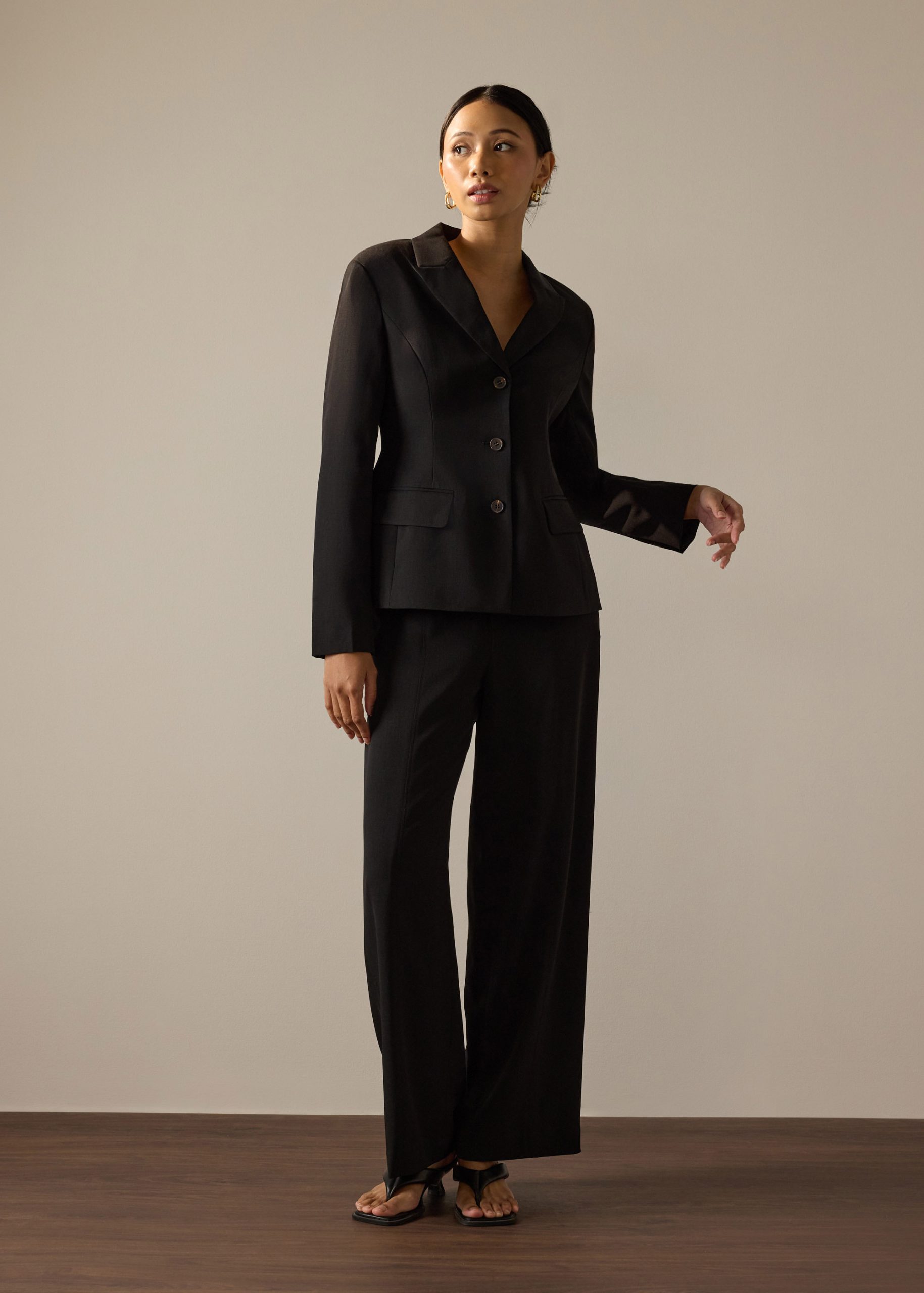 PETITE Leggy??Pia Adjustable Hem Elastic Melange Straight Leg Pants - Image 3