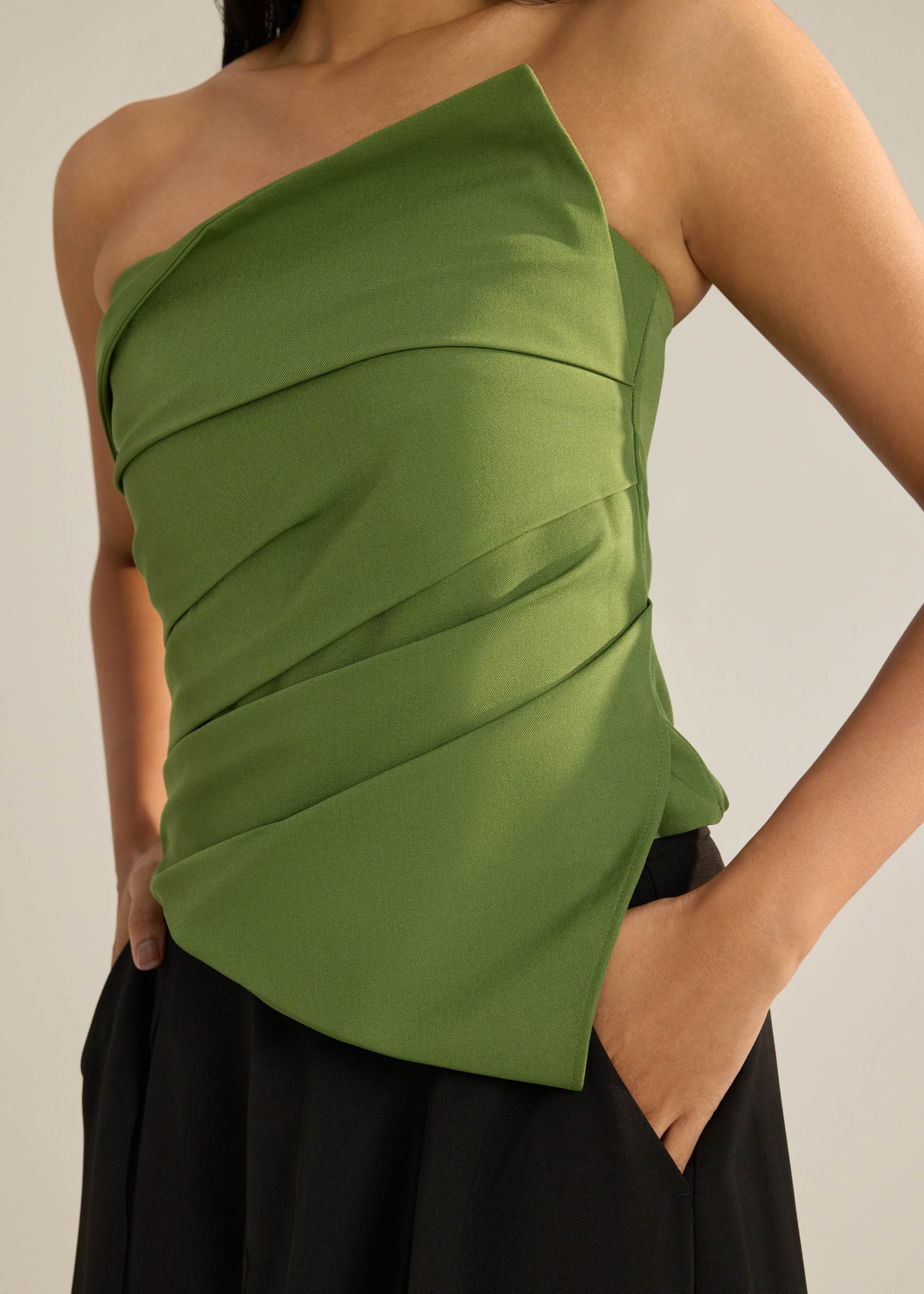 Sarita Asymmetric Pleated Tube Top - Image 27