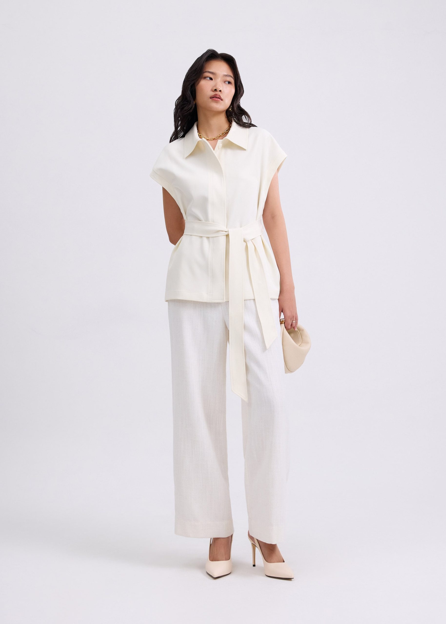 Aster Detachable Sash Tailored Tunic Vest Top - Image 9