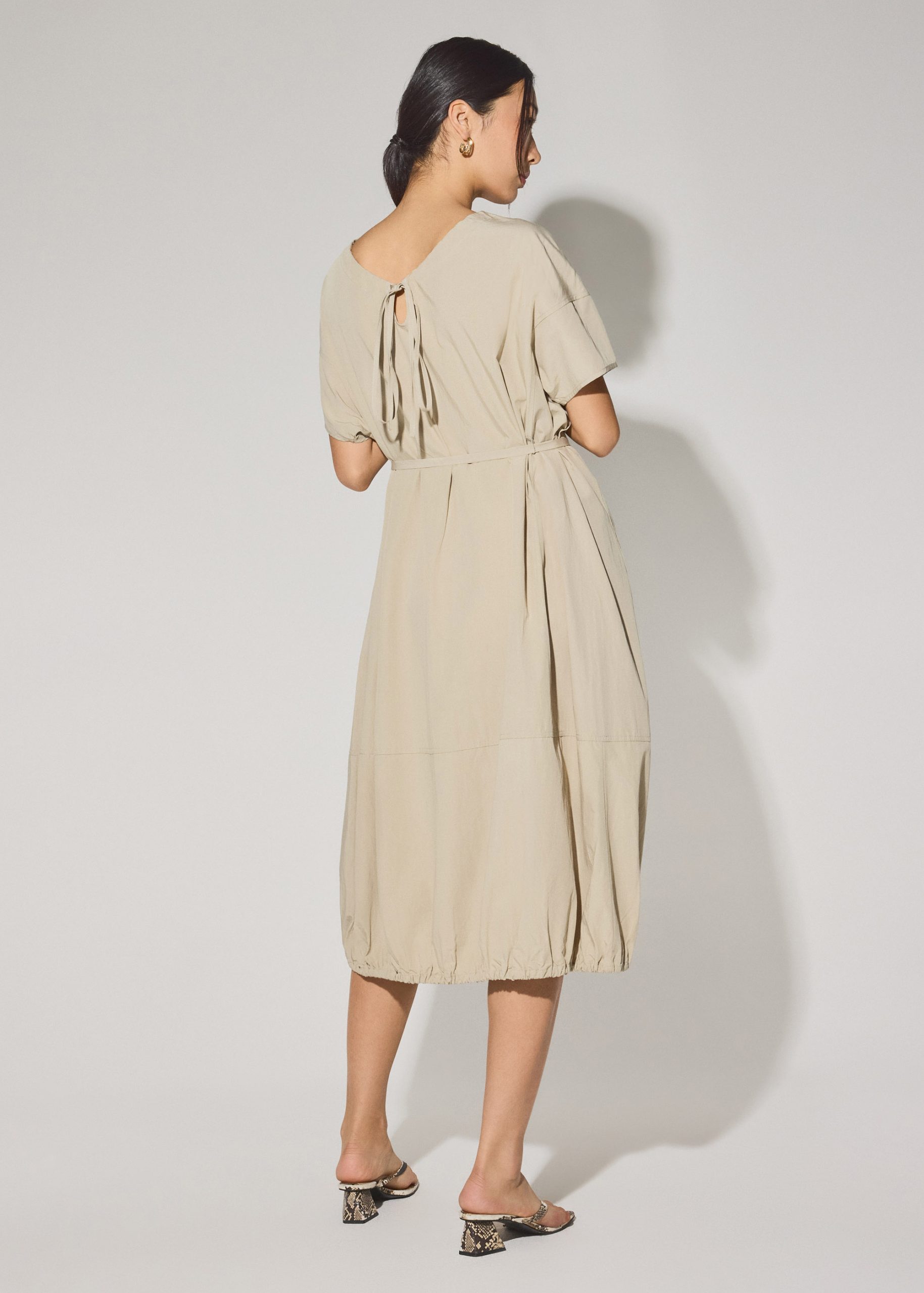 Multi-way Cotton Drawstring Cocoon Midaxi Dress - Image 11