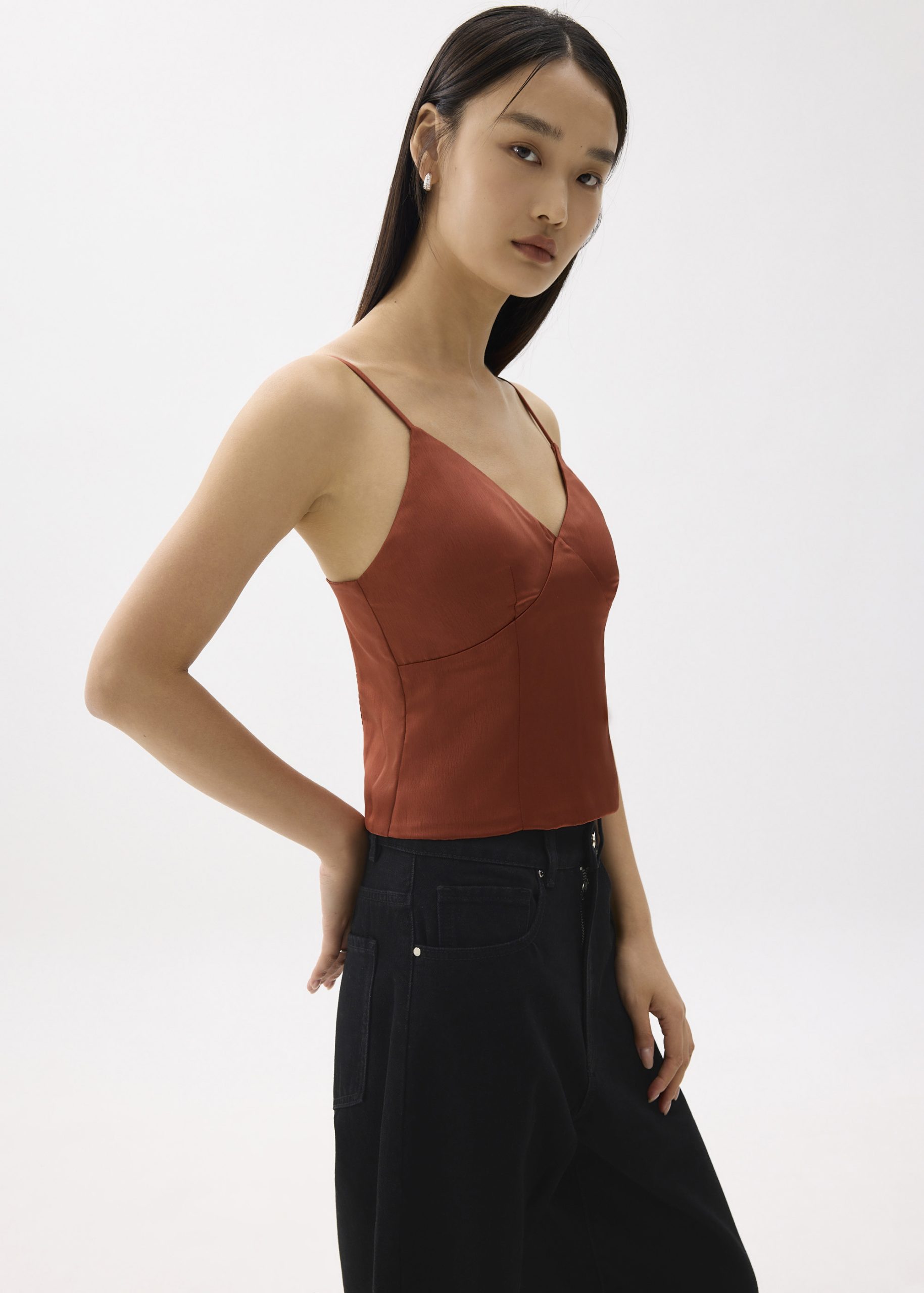 BraFree by LB Satin V-neck Camisole Top - Image 14