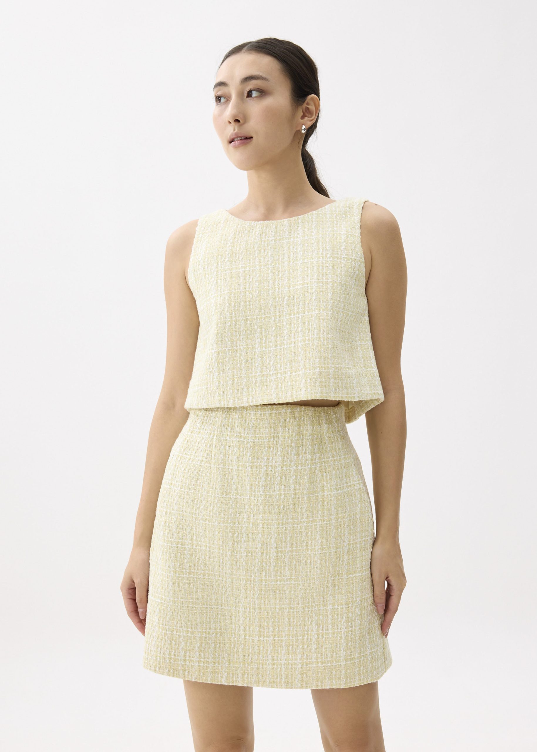 Kaori Elastic Tweed Mini Skirt - Image 15