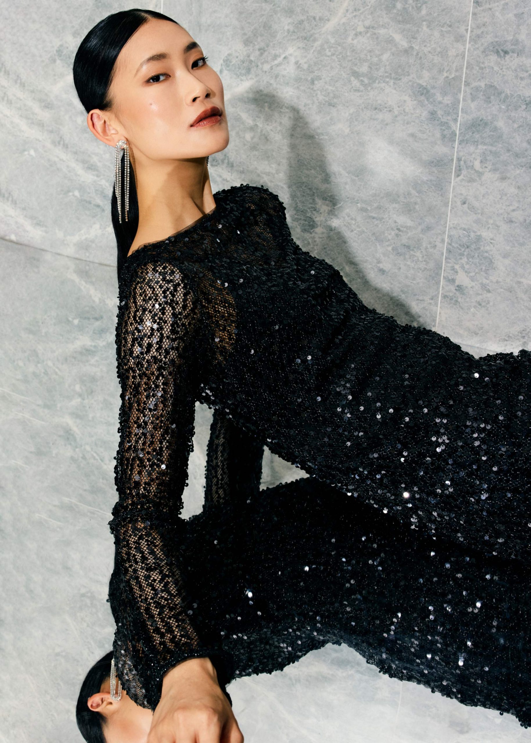 Sequinned Boat Neck Shift Mini Dress - Image 6