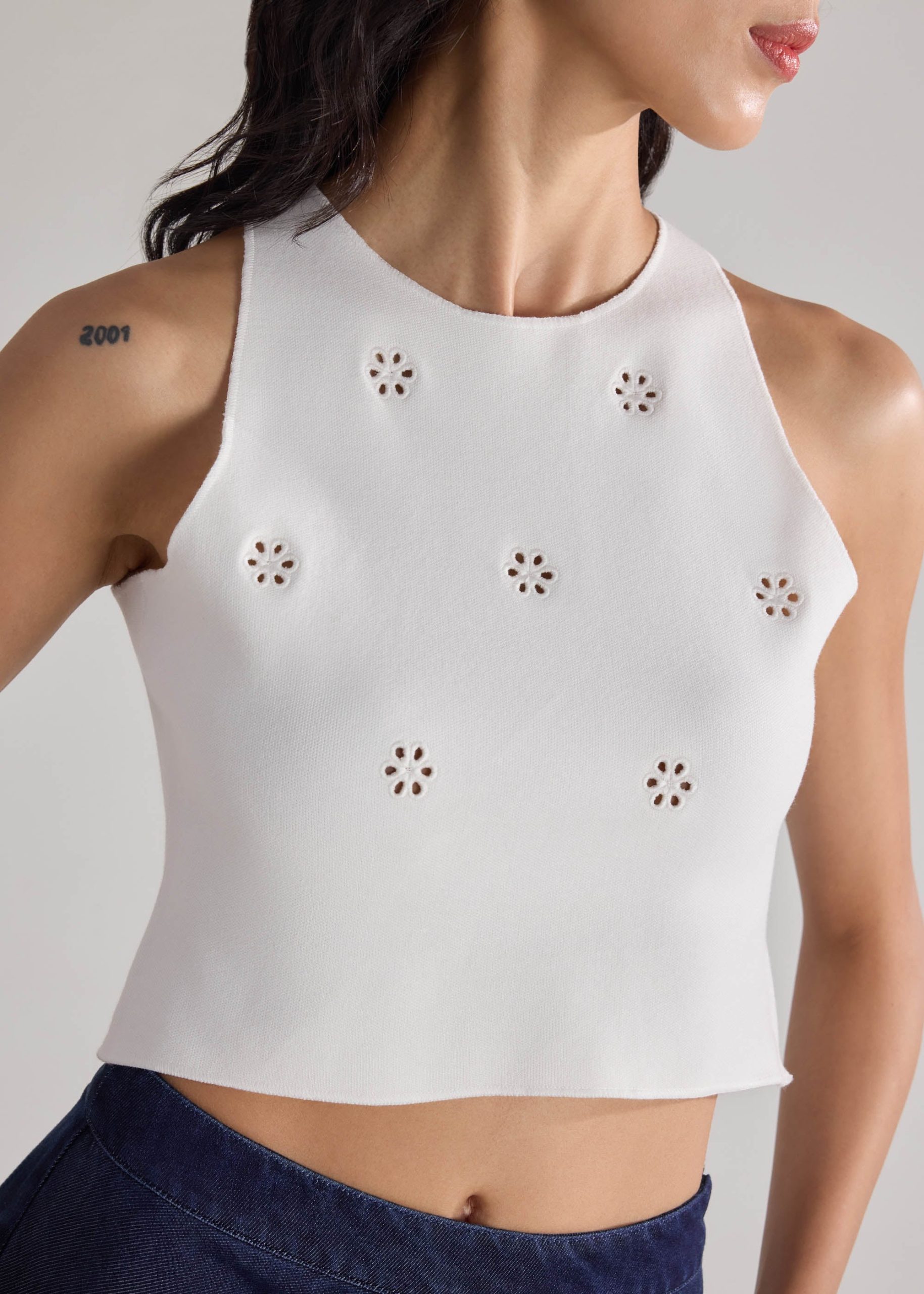 Floral Eyelet Knit Tank - Image 5
