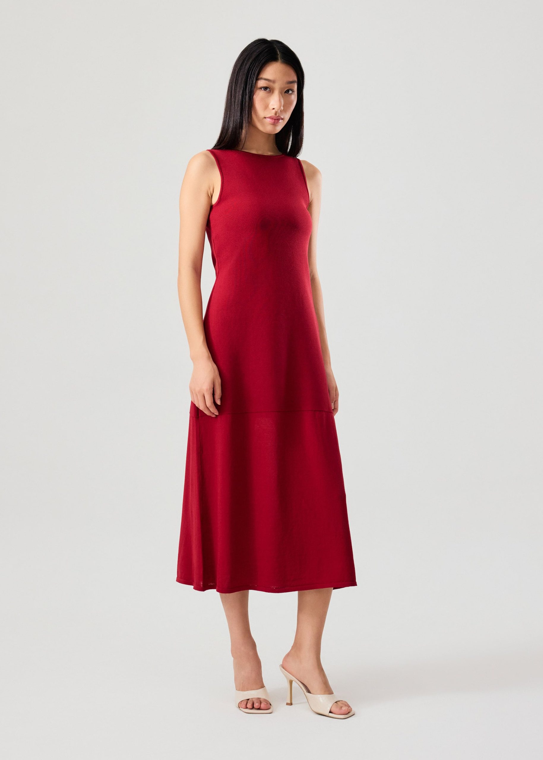 Reversible Sheer Knit Column Midaxi Dress