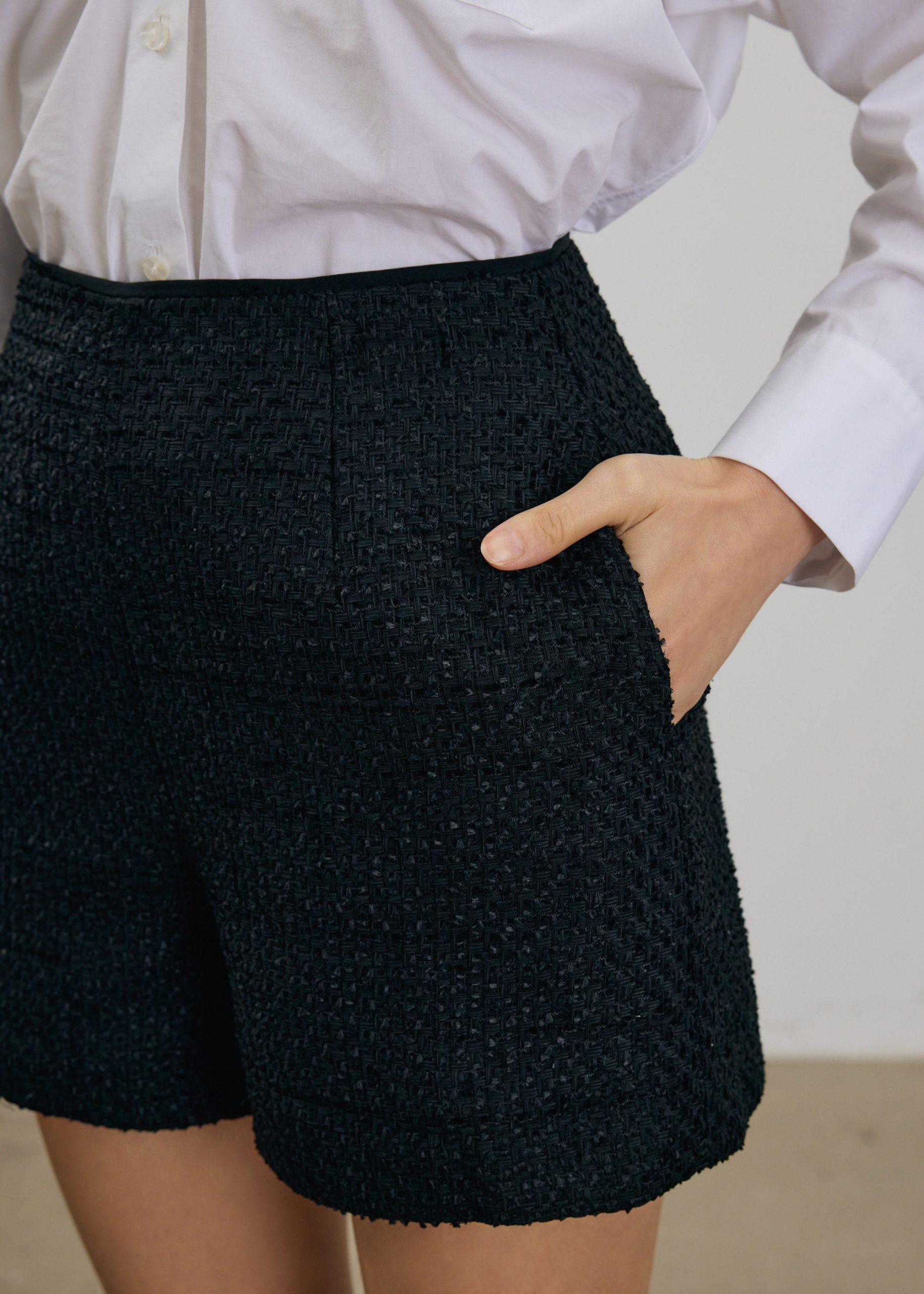 Fumiko Ribbon Tweed High Waist Shorts - Image 4
